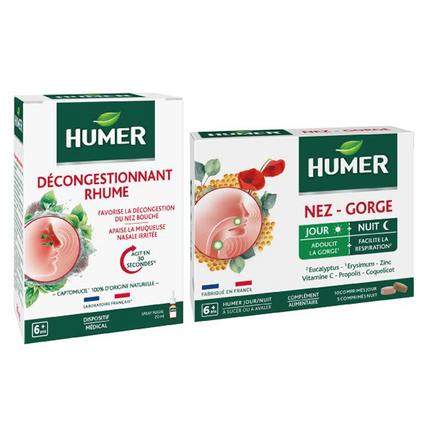 Décongestionnant Rhume Spray Nasal 20ml + Nez et Gorge Jour et Nuit 15 comprimés