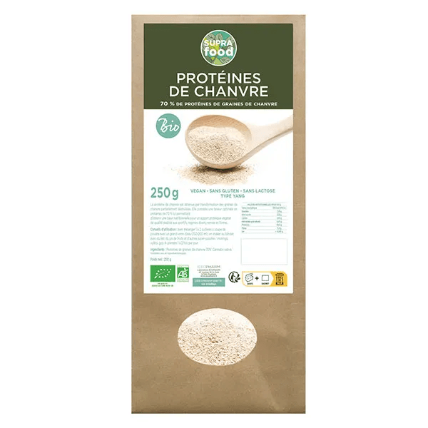 Protéines de Chanvre Poudre Bio 70% Protéines 250g