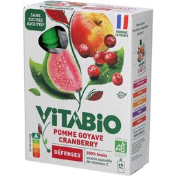 Vitabio gourde de fruits Pomme Goyave Cranberry 4x100g