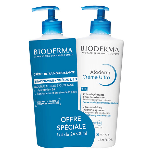 Atoderm Crème Nourrissante Peaux Sensibles Lot de 2 x 500ml