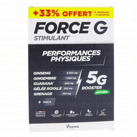 Force G Stimulant - Performances Physiques 5G x15 Ampoules + 5 Offertes