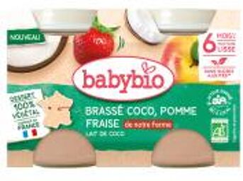 Brassé Coco Fraise Pomme Lait de Coco 6 Mois et + Bio 2 Pots de 130 g - Carton 2 pots de 130 g