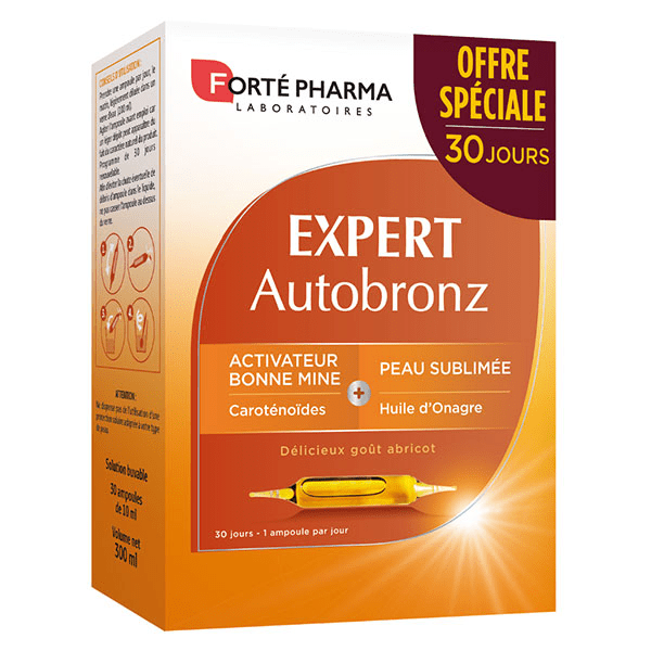 Expert Autobronz Onagre Carotte Vitamine E 20 ampoules+10 Offertes