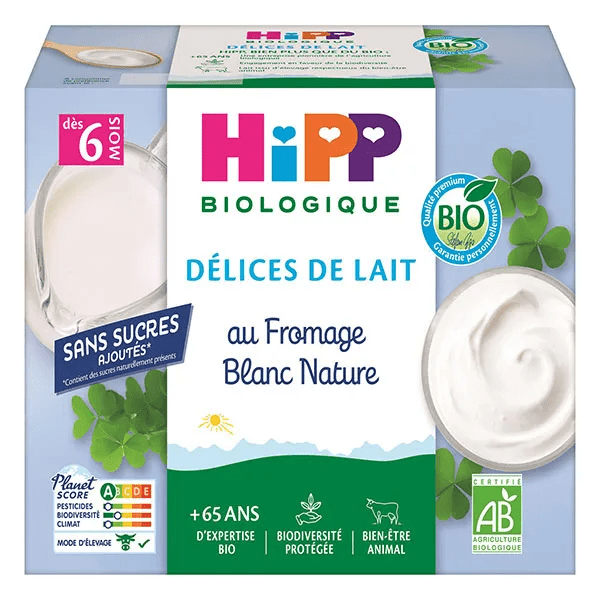 Fromage Blanc Nature dès 6 mois 4 Coupelles x100g