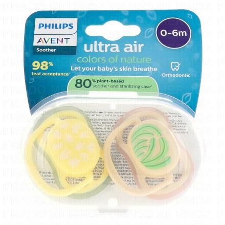 Sucettes Ultra air 0-6m x2 colors of nature