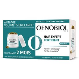 Hair Expert Fortifiant Anti-Âge - Nouveau - Marc de Raisin et Céramides - Efficacité prouvée - Favorise la brillance - Fortifie et revitalise -  Complément alimentaire 2x30 capsules - Pr