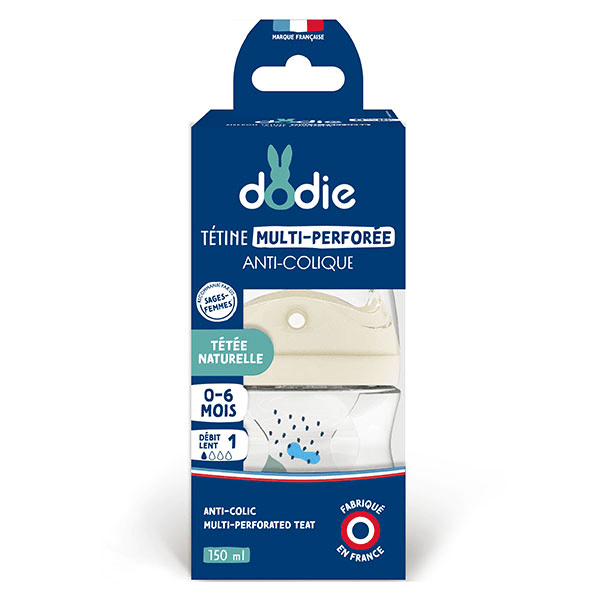 Biberon anti-colique Teat et Ring  0+ mois Tétine biomimétisme Débit 1 Coloris Bleu 150ml