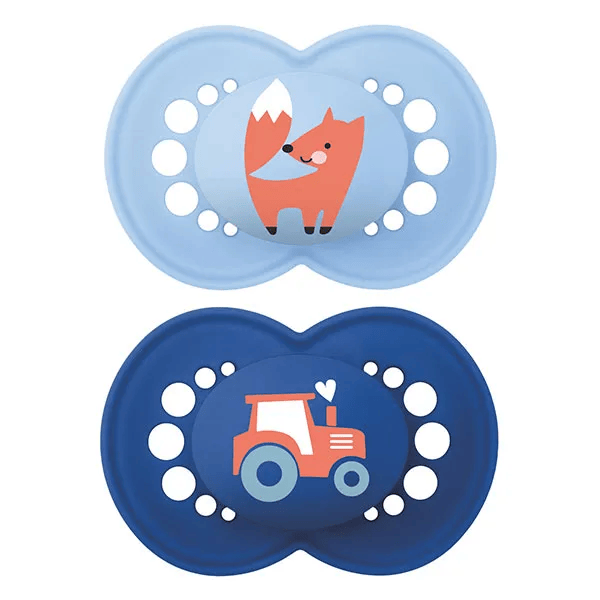 Sucette Original Nature 6+ mois Silicone Motif Renard Tracteur x2