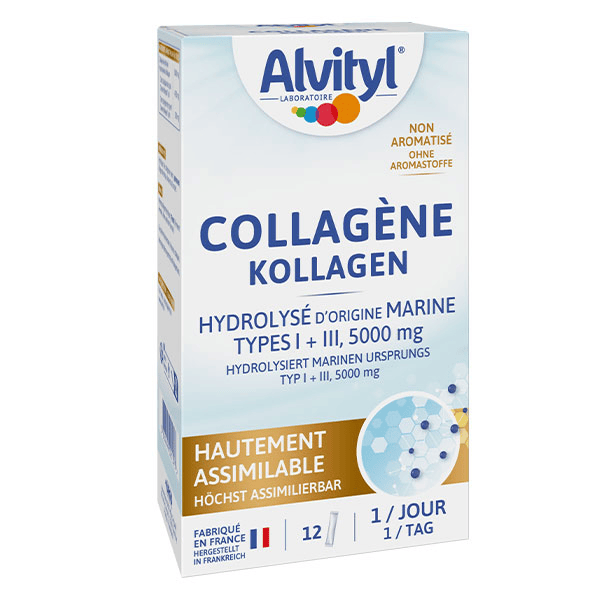 Collagène-Hydrolysé d’origine marine Type I & III-5 000 mg-12 sticks