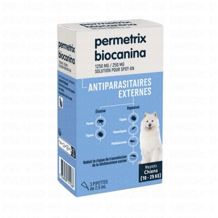Antiparasitaire externe - Permetrix chiens moyens x3 pipettes de 2,5ml