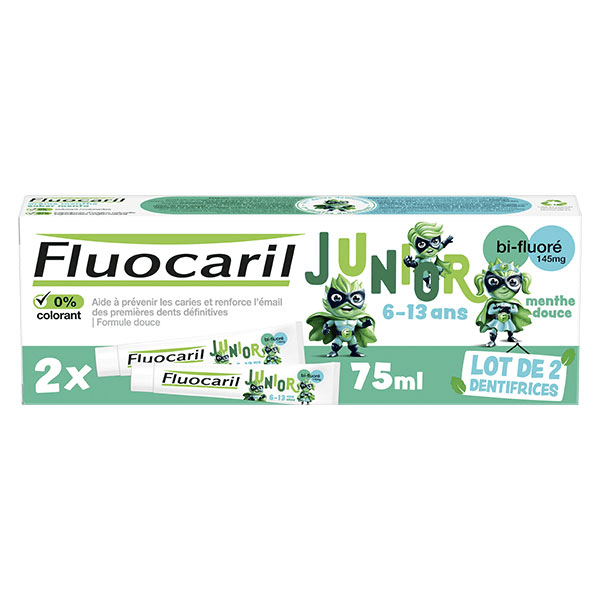 Junior, Dentifrice 6-12ans, Menthe Douce, 2x75ml