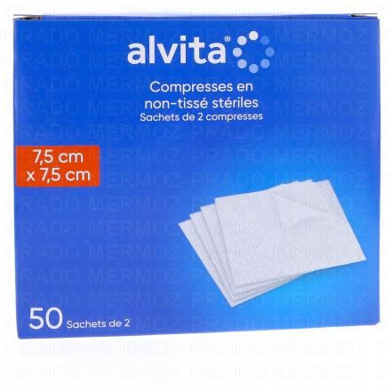 Compresses en non-tissé stériles taille 7.5 * 7.5cm - 50 sachets de 2 compresses