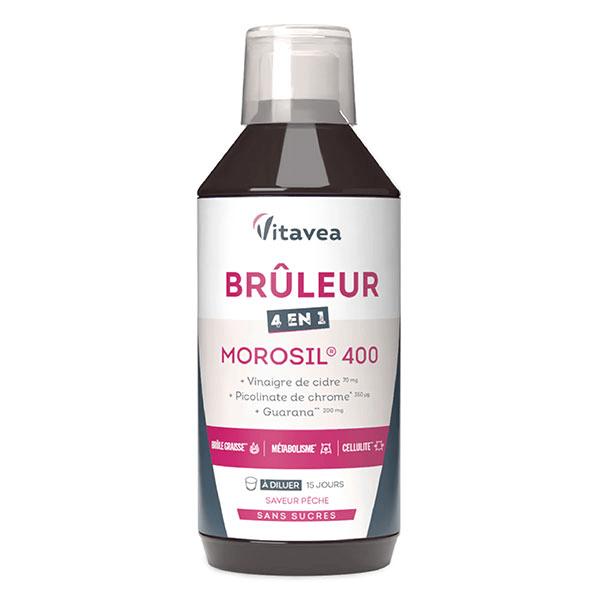 Brûleur 4 en 1 Morosil Brûle Graisse, Cellulite, Métabolisme saveur pêche 400ml