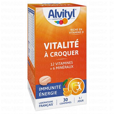 Vitalité - Comprimés à croquer goût fraise boîte de 30 comprimés