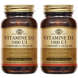Vitamine D3 1000 UI à croquer - Fraise/Banane - Défenses immunitaires