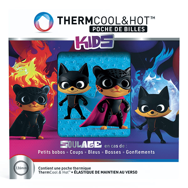 ThermCool&Hot Poche de Billes Kids Héros Soulage et Apaise les Petits Bobos, Bleus, Fièvre, Piqûres
