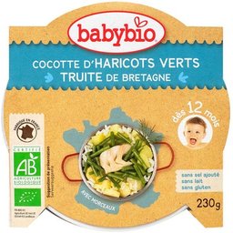 Mon P'tit Plat Bio Cocotte de Haricots Verts du Val de Loire et Truite 230g