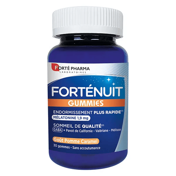 FortéNuit Gummies Melatonine Plantes GABA 30 gommes Pomme Caramel