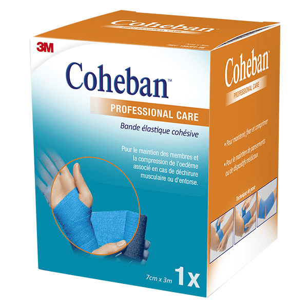 Coheban Bande Élastique Cohésive Bleu 70mm x 3m