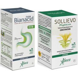 Set Neobianacid Menthe Comprimes - Brûlures d'estomac, Reflux acide et Digestion difficile + Sollievo Physiolax - Traitement de la constipation