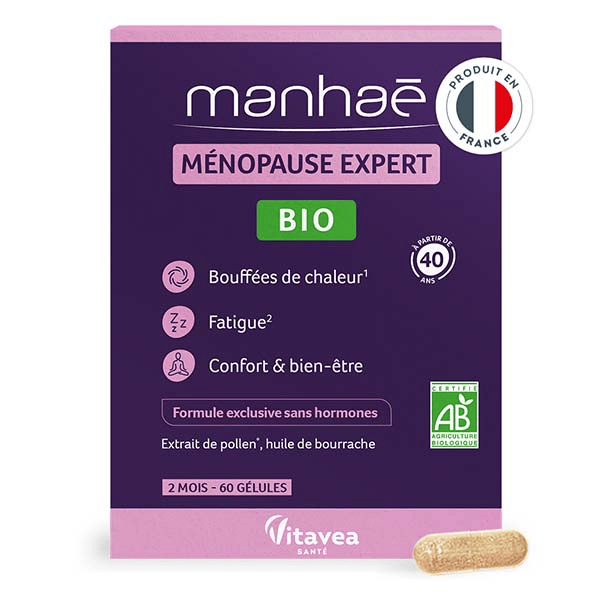 - Ménopause Expert BIO - Bouffées de chaleur, fatigue- Pollen BIO - 60 gélules - 2 mois