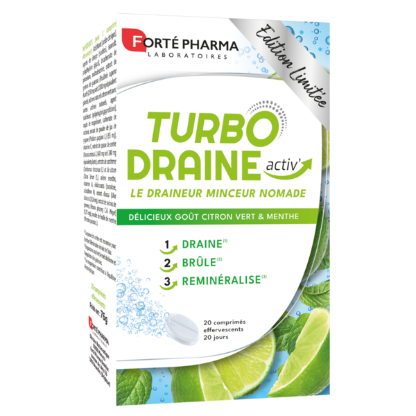Forté Pharma TurboDraine Activ' Draineur Brûleur - 20 comprimés effervescents