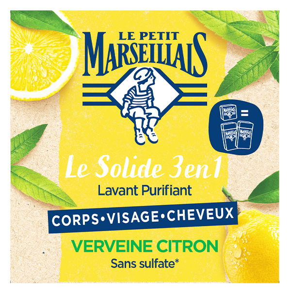 Savon Solide 3 en 1 Lavant Purifiant Verveine Citron 80g