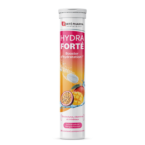 HydraForté Hydratation Mangue Passion Electrolytes Vitamines 24 comprimés