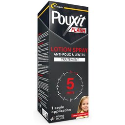 - Flash - Lotion spray anti-poux et lentes - 100% Efficace - Agit en 1 application de 5 minutes seulement - Rinçage facilité - Traitement du cuir chevelu - 150 ml