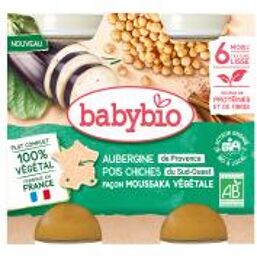 Moussaka Végétale - Aubergines Pois Chiches Tomates 400 g - Carton 2 pots de 200 g