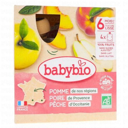 Fruits - Gourdes pomme, poire, pêche dès 6 mois 4x90g