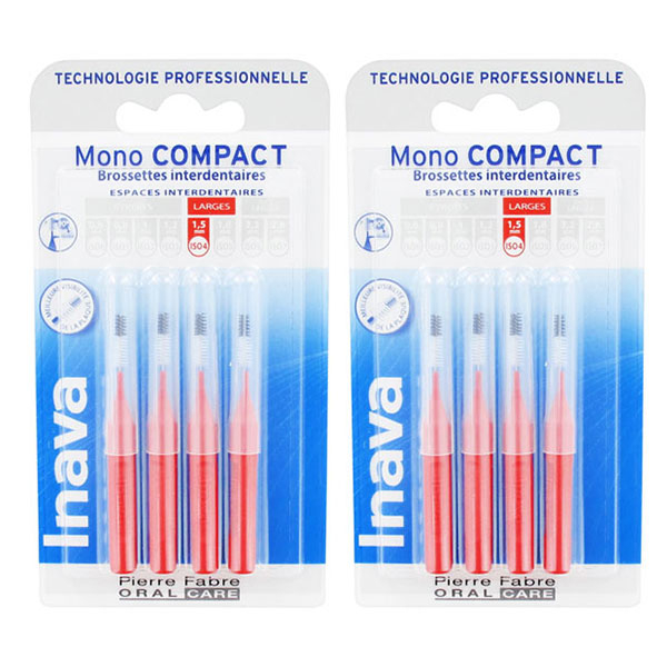 Brossettes 1.5mm Mono Compact Espaces Larges Rouge 4 unités Lot de 2
