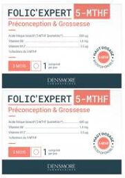 Folic'Expert 5-MTHF Préconception & Grossesse Lot de 2 x 90 Comprimés - Lot 2 x 90 comprimés