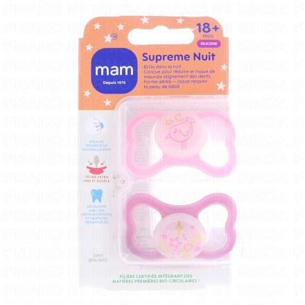 Supreme - Sucettes anatomiques silicone nuit +18mois X2