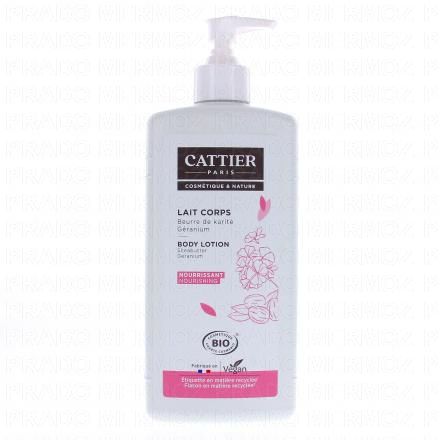 Lait corps nourrissant beurre de karité géranium bio flacon pompe 500ml