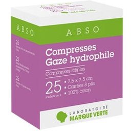 Compresse Stérile Gaze Hydrophile 7,5x7,5cm 25 Sobres