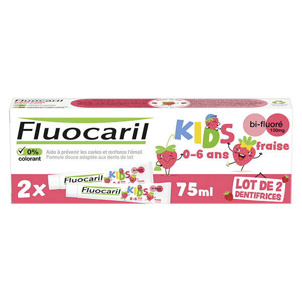 Kids 3-6 ans Dentifrice Gel Fraise Lot de 2 x 75ml