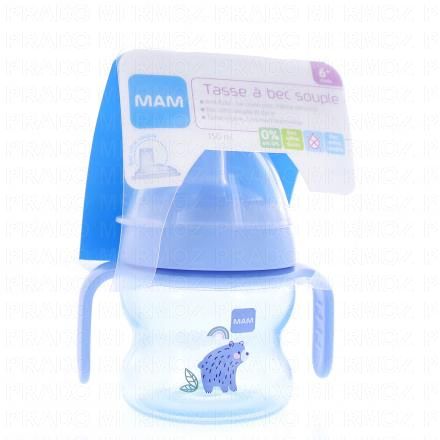 Tasse apprentissage bec souple +6m 150ml bleu