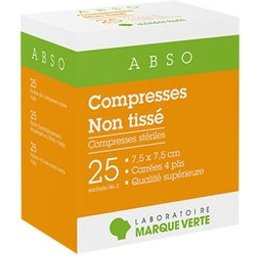 Marca Verde Compresas Absorbentes no Tejidas 7,5x7,5cm Bolsa 25x2uds