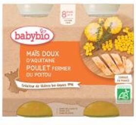 Maïs Doux d'Aquitaine & Poulet Fermier du Poitou - Carton 2 pots de 200 g