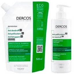 Dercos Champú Anticaspa Cabello Normal a Graso 390ml + Recarga 500ml