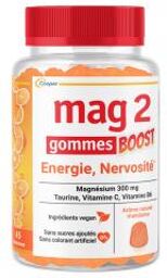 2 Boost Énergie et Nervosité Magnésium 45 Gommes - Pot 45 Gommes
