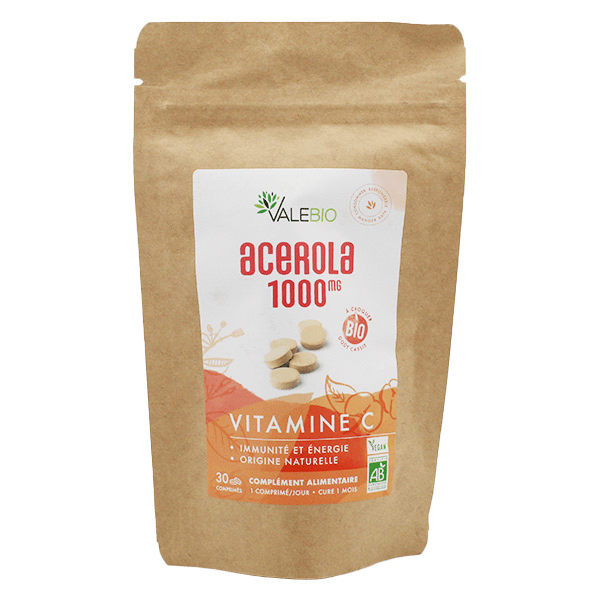 Acérola 1000mg Comprimés à Croquer Goût Cassis Bio 30 comprimés