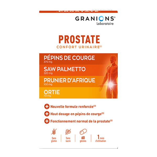 Granions Prostate - Pépins de Courge, Ortie, Prunier d’Afrique - 60 Gélules
