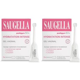 Saugella Poligyn 50+ Gel Vaginal Hydratation Intense, soin sans hormones contre la sécheresse et l’irritation vaginale liées à la ménopause, à l’acide hyaluronique, 7 unidoses de 4 ml