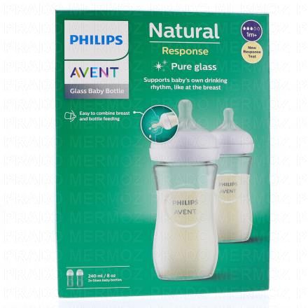 Natural Responce - Biberon en verre 240ml lot de 2