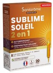 Complément Alimentaire Solaire - Autobronzant & Préparateur Solaire - 20 Ampoules - Boîte 20 ampoules de 10 ml