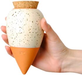 Olla hydratante Blanc grainé en terre cuite - Arrosage autonome naturel pour plantes en pot