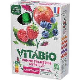 Vitabio gourde de fruits Pomme Framboise Myrtille 4x100g