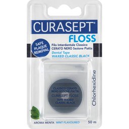 Floss Fil Dentaire Noir Ciré Chlorhexidine 50m 1ut